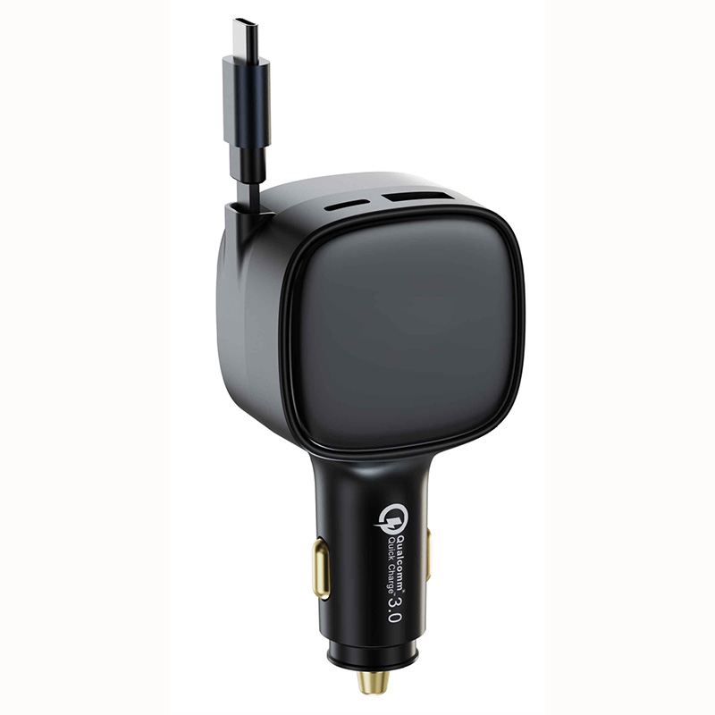 81W Car Charger with Built-in Type-C Cable 