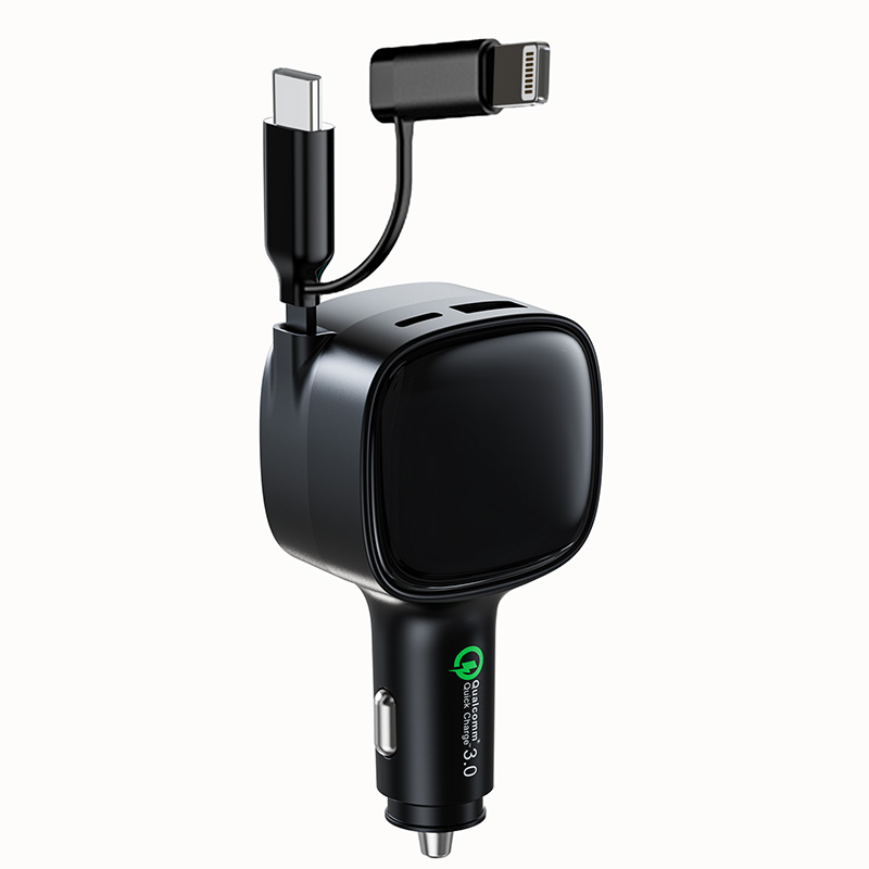 841W Car Charger with Built-in Type-C Cable 